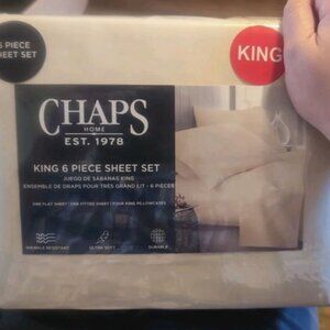 CHAPS by Ralph Lauren 6-piece King Sheet Set (Sheets &4 Pillowcases) Light Beige